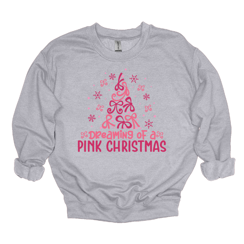 MMD Dreaming of a Pink Christmas Bow Tree Sweatshirt Unisex Classic Crewneck