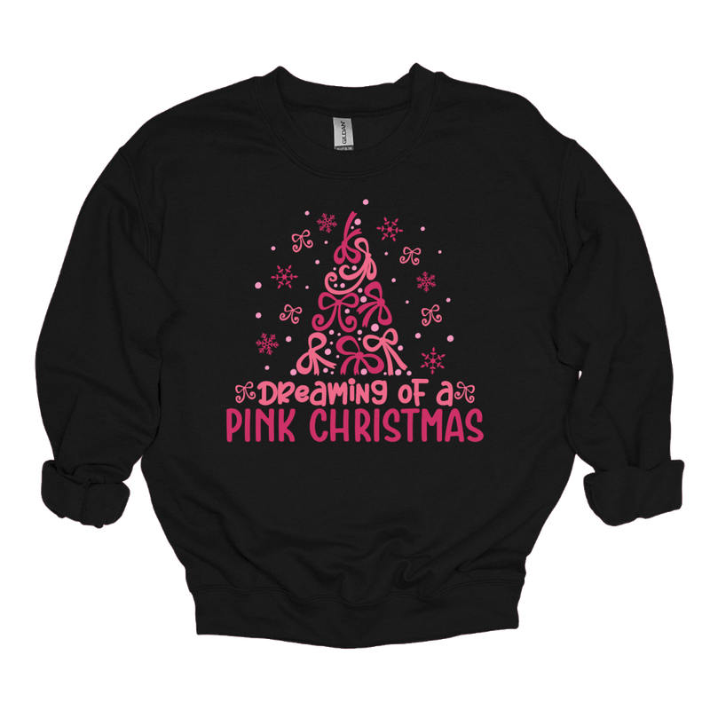 MMD Dreaming of a Pink Christmas Bow Tree Sweatshirt Unisex Classic Crewneck