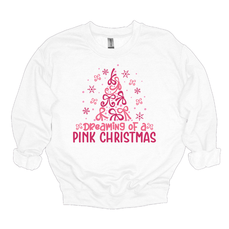 MMD Dreaming of a Pink Christmas Bow Tree Sweatshirt Unisex Classic Crewneck