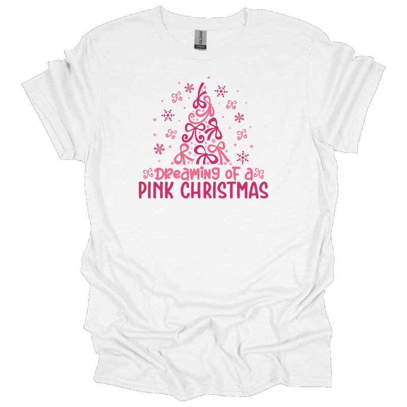 MMD Dreaming of a Pink Christmas Bow Tree Unisex classic tee