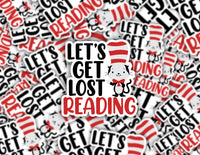 3" sticker | Let's Get Lost Reading.