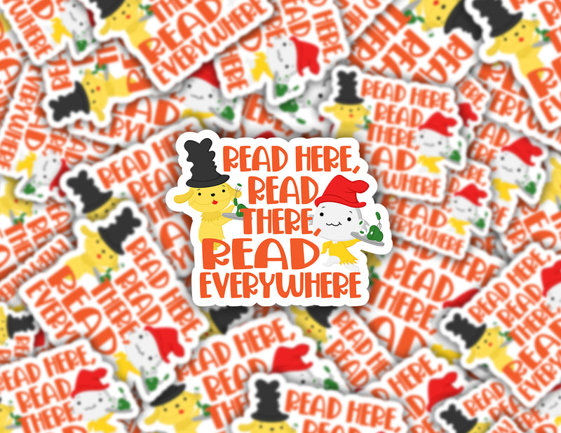 3" sticker | Read Here, Read There, Read Everywhere.