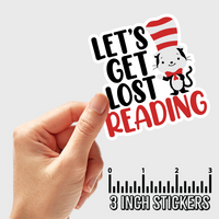 3" sticker | Let's Get Lost Reading.