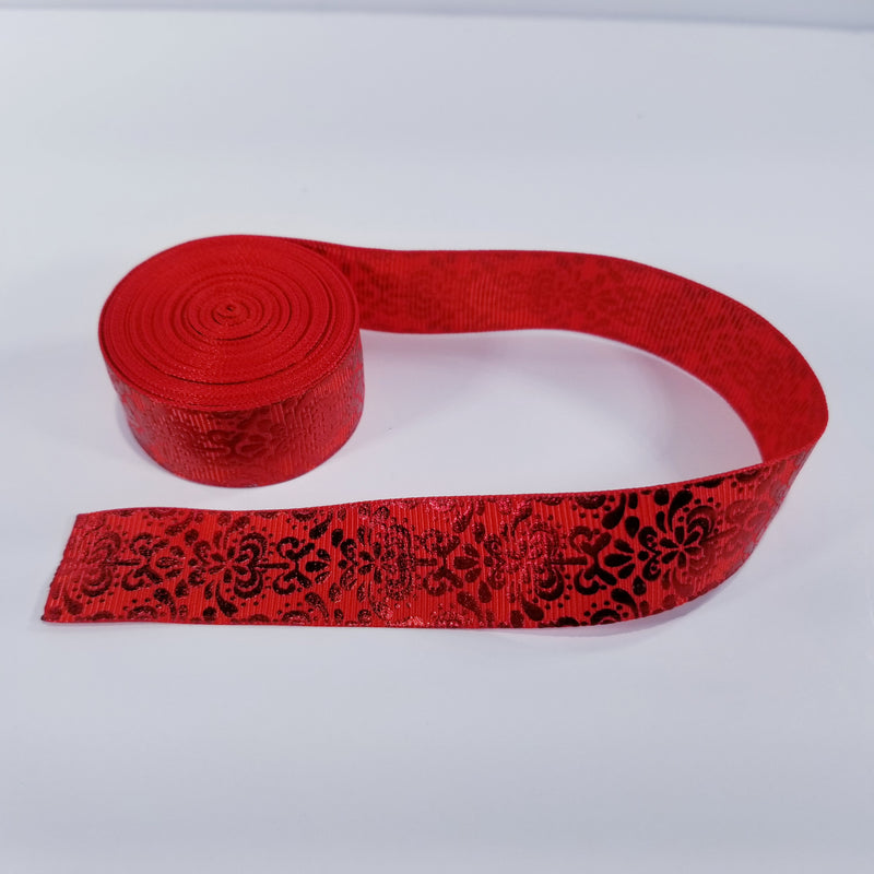 7/8  Damask - Red Foil