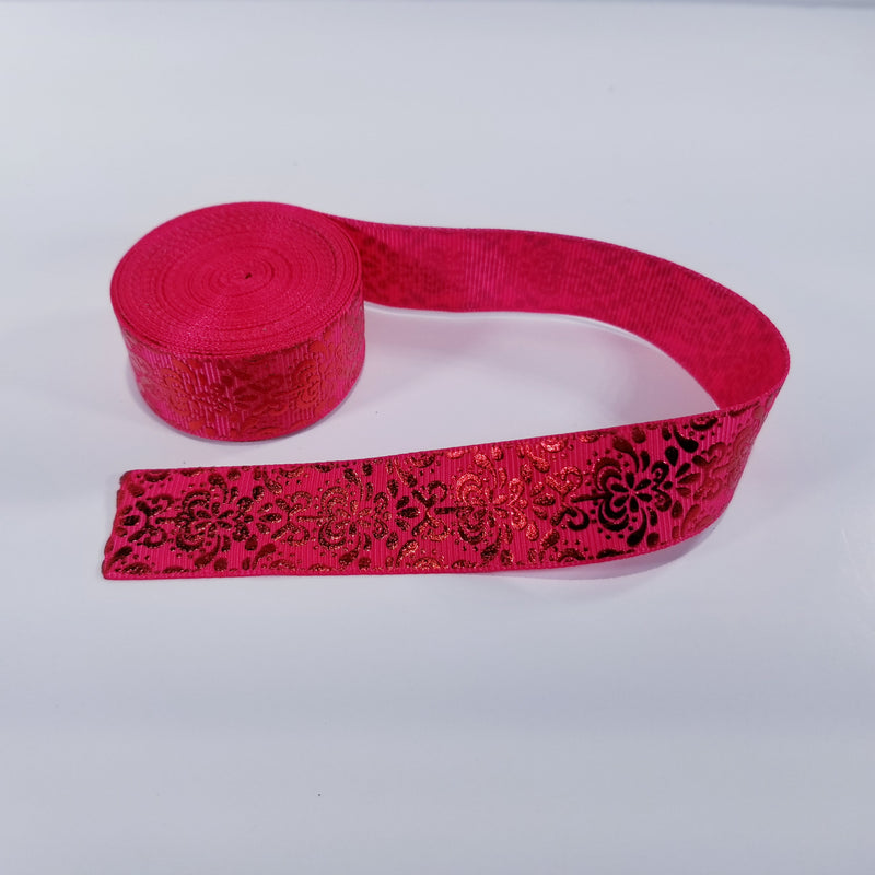 7/8  Damask - Red Foil