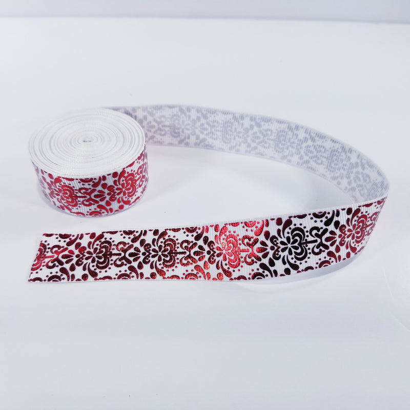 7/8  Damask - Red Foil